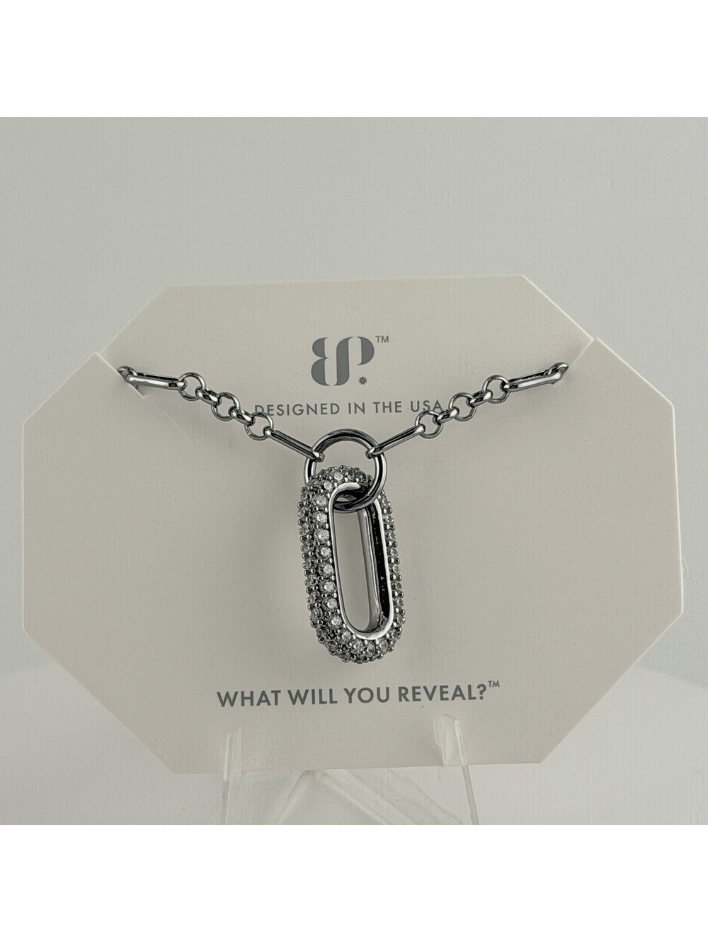 Bomb Party Necklace “She's A Whole Mood” Clear Cz on Hematite